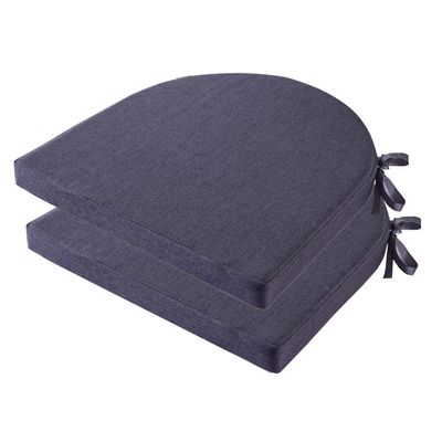 18x18 Inch Chair Pads for Dining Chairs Set of 2 with Ties Non Slip Washable Seat Cushion with Zipper Indoor Round Back Chair Cushions for Kitchen, Grey