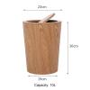 DRSFF Clamshell Trash Bins for Kitchen Bathrooms  Living Room Bedroom Office Under Desk Garbage Can Wooden Round Rubbish Bucket Simple Large Wastebasket view 2