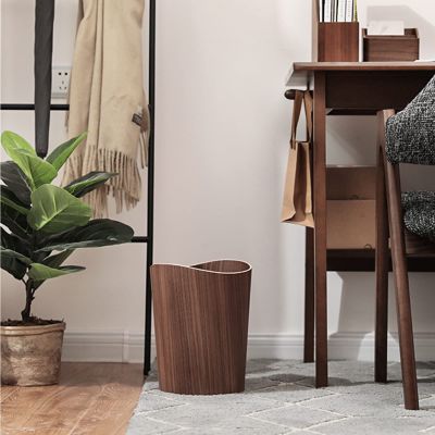 DRSFF Round Rubbish Bin - Nordic Trash Can Simple Garbage Bin Wastepaper Recycling Basket - Natural Wooden - for Living Room Bedroom Kitchen Bathroom and Office (Color : A)