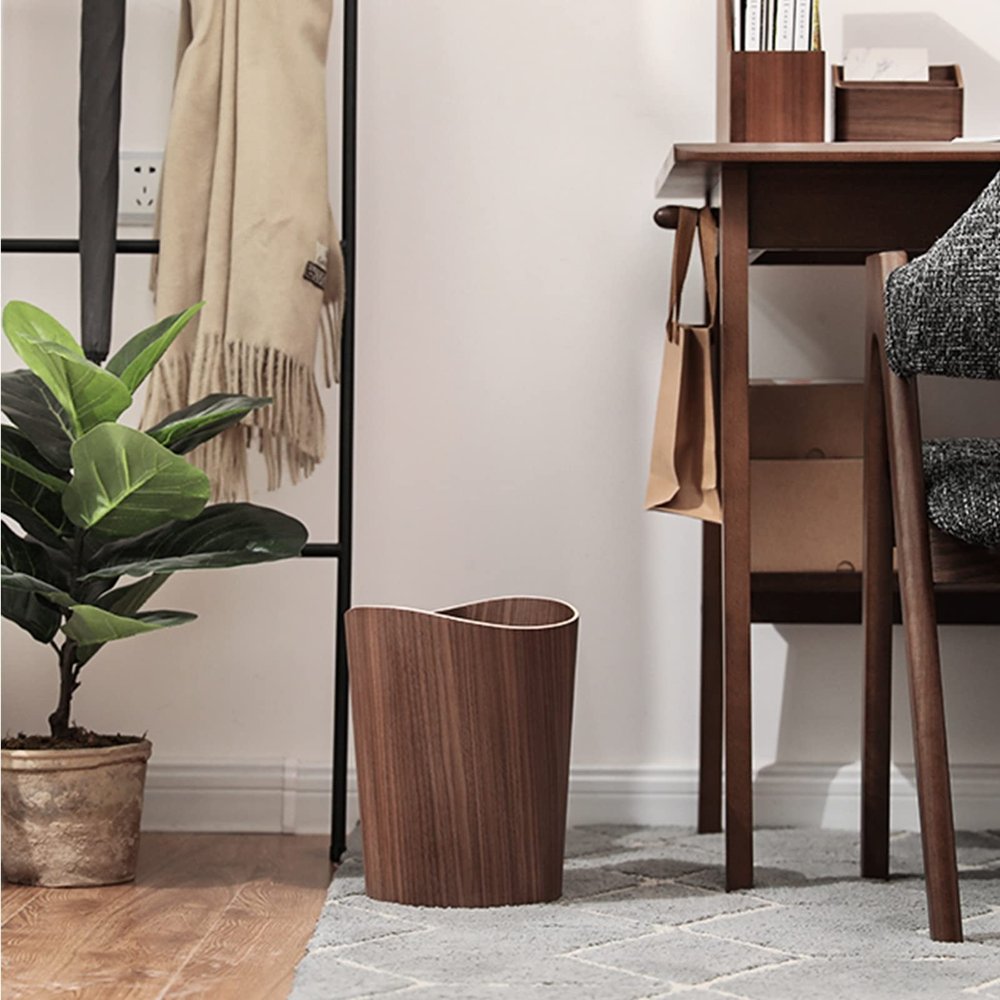 DRSFF Round Rubbish Bin - Nordic Trash Can Simple Garbage Bin Wastepaper Recycling Basket - Natural Wooden - for Living Room Bedroom Kitchen Bathroom and Office (Color : A)