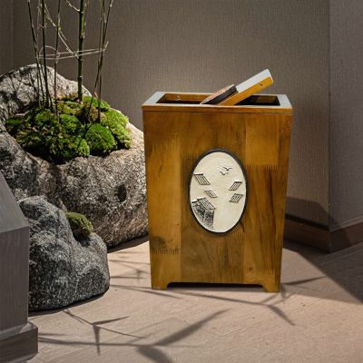 DRSFF Wooden Waste Bin - Large Size Waste Paper Basket for Bedroom, Kitchen, Bathroom Or Office - Chinese Trash Can with Lid - Versatile Wastebasket for Garbage and Rubbish (Color : B)