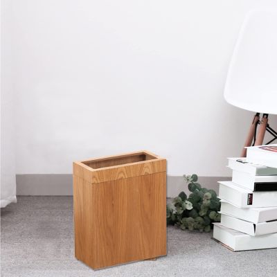 DRSFF Three-Dimensional Trash Can Large Square Garbage Bin Wooden Waste Paper Basket Uncovered Storage Bucket Rubbish Container - for Living Room Bathroom Bedroom Office (Color : A)