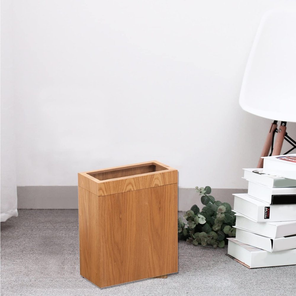 DRSFF Three-Dimensional Trash Can Large Square Garbage Bin Wooden Waste Paper Basket Uncovered Storage Bucket Rubbish Container - for Living Room Bathroom Bedroom Office (Color : A)