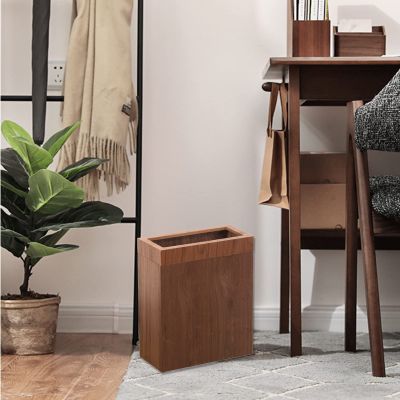 DRSFF Square Garbage Bin Three-Dimensional Trash Can Bathroom Bedroom Wooden Uncovered Office Waste Paper Basket Living Room Large Storage Bucket Rubbish Container (Color : B)