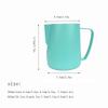 Homemade 304 Stainless Steel Milk Frothing Pitcher 12oz/20.3oz Milk Frothers Teflon Coated Stainless Steel Coffee Jug Pull flower (Color : Blue, Size : 600ml) view 2