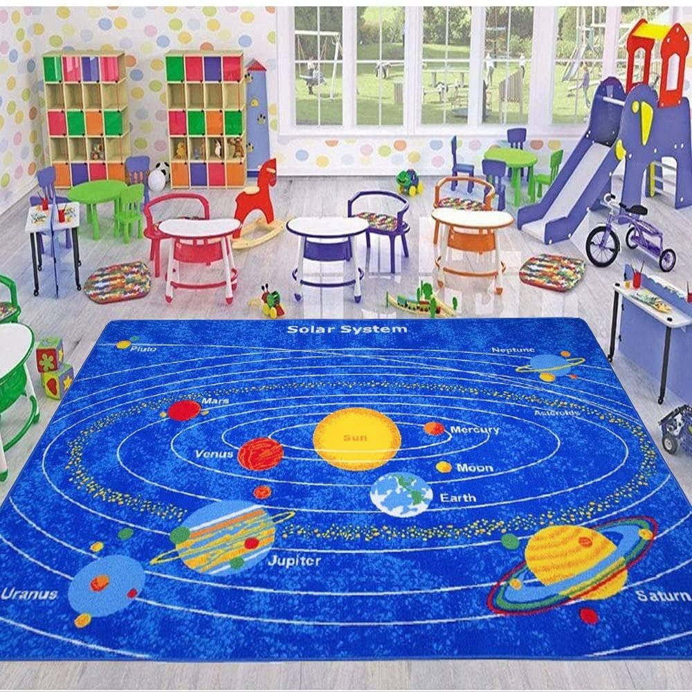 Champion Rugs Kids / Baby Room / Daycare / Classroom / Playroom Solar System Galaxy Fun Education Area Rug (8 ft x 10 ft)