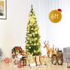 HAPPYGRILL 6FT Pencil Christmas Tree Slim Xmas Tree for Home Outdoor Decoration Unlit Artificial Christmas Tree with Foldable Metal Stand PVC Material view 2