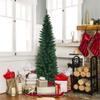 HAPPYGRILL 6FT Pencil Christmas Tree Slim Xmas Tree for Home Outdoor Decoration Unlit Artificial Christmas Tree with Foldable Metal Stand PVC Material view 4