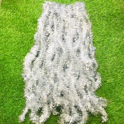 Silver Christmas Foil Tinsel Garland Christmas Tree Decorations Ornaments Set Stairs Home Decor Xmas Hanging Tinsel for Birthday Party Decoration Garland Wedding Decoration 28 Feet 5 Pieces