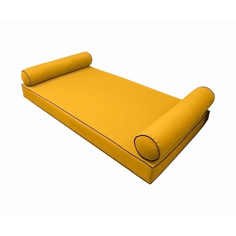 Prolinemax |SLIPCOVER ONLY|S5 Outdoor Daybed Mattress Bolster Pillow Cushion Covers Contrast Pipe Trim Twin-XL AD108