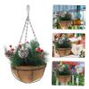 Pre-Lit Artificial Christmas Hanging Basket, 17.7 Inches, Decorated with Frosted Pine Cones and Berry Clusters, 30 LED Warm Lights, Ideal for Outdoor Front Porch and Garden Decorations view 3