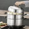 MANO Steamer Pot for Cooking 11.8 inch Steam Pots with Lid 2-tier Stainless Steel Steaming Pot Multipurpose Cookware with Handle for Vegetable, Dumpling, Stock, Sauce, Food view 1