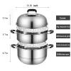 MANO Steamer Pot for Cooking 11.8 inch Steam Pots with Lid 2-tier Stainless Steel Steaming Pot Multipurpose Cookware with Handle for Vegetable, Dumpling, Stock, Sauce, Food view 2