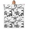 Dinosaur Print Sherpa Blanket - Black and White Dino Alphabet Fleece Throw for Bed, Sofa, Couch - Kids Jungle Animal Wildlife Decor - Ultra Soft, Warm, Fuzzy - 40"x50" view 1