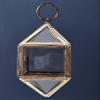 6" Small Diamond Shape Glass Hanging Candle Stand | Handmade - Iroon with Glass view 1
