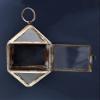 6" Small Diamond Shape Glass Hanging Candle Stand | Handmade - Iroon with Glass view 2