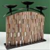 13" Handmade Wooden Candle Stand with Decorated by Glass Pieces - Wood with Iron and Glass view 3