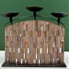 13" Handmade Wooden Candle Stand with Decorated by Glass Pieces - Wood with Iron and Glass view 4