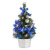 Queenbox 7.8in Mini Tabletop Christmas Tree, with Glitter Xmas Pine Cone, Ball, Gift Box Ornament for Table Top Desk Home Office Decor, Blue view 1