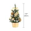 Queenbox 7.8in Mini Tabletop Christmas Tree, with Glitter Xmas Pine Cone, Ball, Gift Box Ornament for Table Top Desk Home Office Decor, Blue view 2