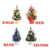 Queenbox 7.8in Mini Tabletop Christmas Tree, with Glitter Xmas Pine Cone, Ball, Gift Box Ornament for Table Top Desk Home Office Decor, Blue view 3