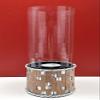 15" Glass Candle Stand | Handmade - Wood with Iron and Glass view 1