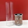 15" Glass Candle Stand | Handmade - Wood with Iron and Glass view 2