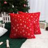 AQOTHES Soft Faux Fur Fuzzy Cute Decorative Throw Pillows Covers with Snowflake Glitter Printed Pillowcases for Christmas Decor Home Bed Room Sofa Chair Couch, Red, 16x16 inch, Pack of 2 view 1