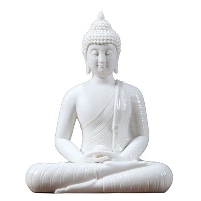ANWUYANG Ceramic Shakyamuni Buddha, Zen-Style Buddha Statue, Living Room Porch Decoration[ 11.8Inch Large] (Color : Tathagata [White Porcelain Style])