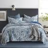 Autumn Dream Cotton Bedspread Quilt Sets, 3 Pieces Reversible Comforter Coverlet Sets,Blue Floral Paisley,Queen Size view 1