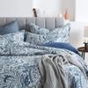 Autumn Dream Cotton Bedspread Quilt Sets, 3 Pieces Reversible Comforter Coverlet Sets,Blue Floral Paisley,Queen Size view 3
