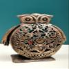 7" Owl Standing Candle Stand | Handmade - Iron view 3