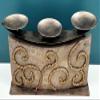 13" Handmade Decorative Wooden Candle Stand - Wood with Iron view 1