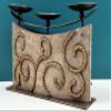 13" Handmade Decorative Wooden Candle Stand - Wood with Iron view 4