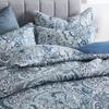 Autumn Dream Cotton Bedspread Quilt Sets, 3 Pieces Reversible Comforter Coverlet Sets,Blue Floral Paisley Bedspread,King Size view 3