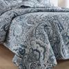 Autumn Dream Cotton Bedspread Quilt Sets, 3 Pieces Reversible Comforter Coverlet Sets,Blue Floral Paisley Bedspread,King Size view 4