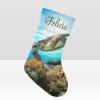 CUXWEOT Personalized Coral Sea Turtle Christmas Stockings Customize Name Candy Bag for Family Holiday Party Decorations Gift 17.52 x 7.87 Inch view 1