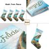 CUXWEOT Personalized Coral Sea Turtle Christmas Stockings Customize Name Candy Bag for Family Holiday Party Decorations Gift 17.52 x 7.87 Inch view 4