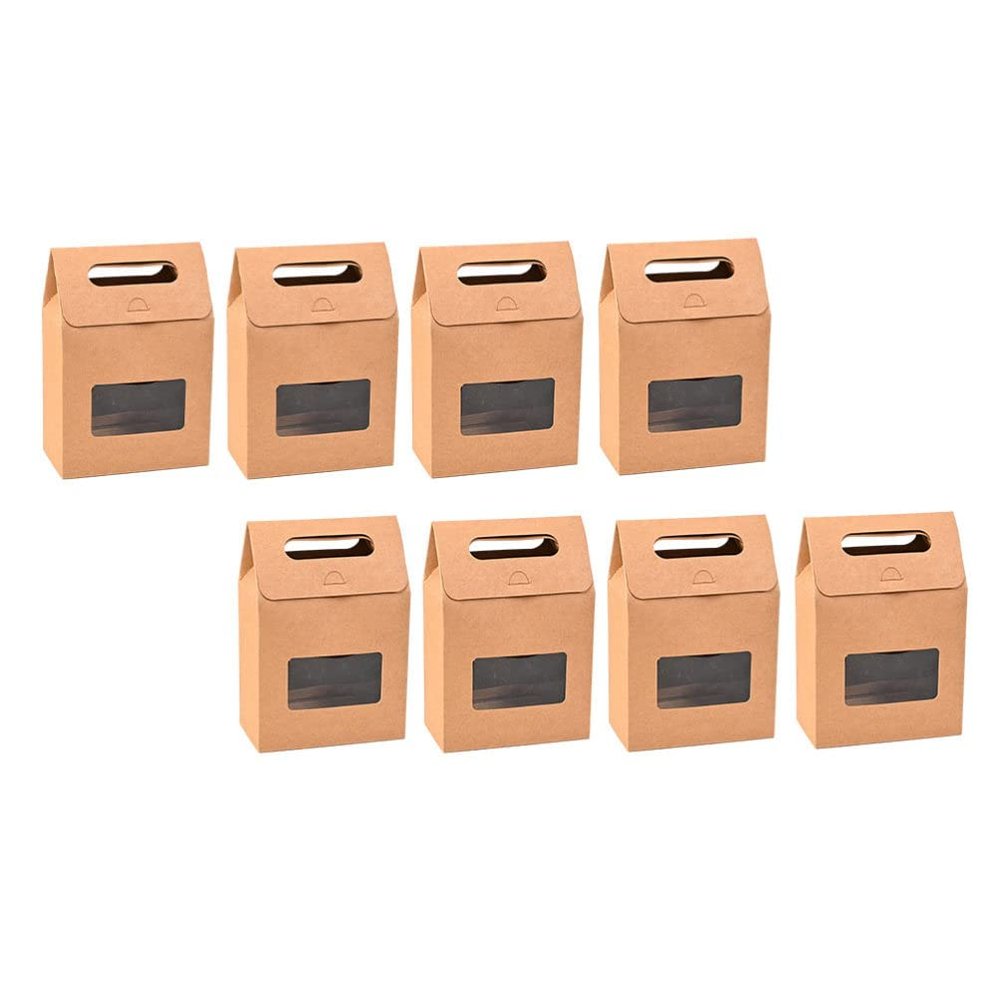 Cabilock 8pcs Oil Kraft Bags for Desserts Simple Design Takeaway Food Containers for Parties Bakeries and Picnics for Sushi Sandwiches and More
