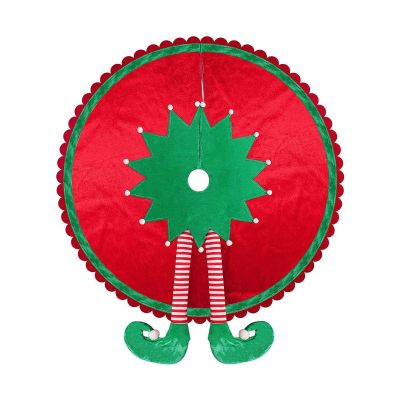Christmas Party Decorated Elf Feet Christmas Tree Base Apron Christmas Tree Skirt Elf Foot Tree Stand Mat For Home Decor DUO ER