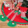 Christmas Party Decorated Elf Feet Christmas Tree Base Apron Christmas Tree Skirt Elf Foot Tree Stand Mat For Home Decor DUO ER view 2
