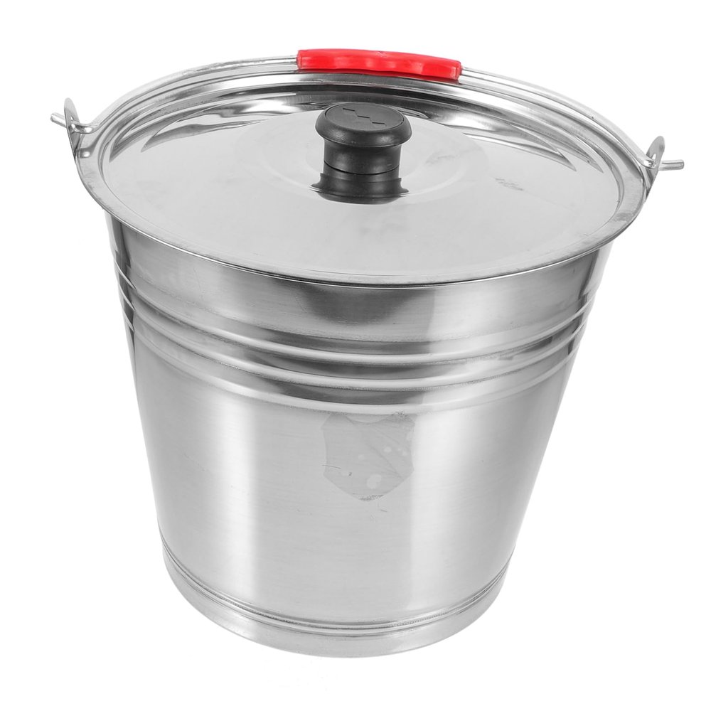 Cabilock 1pc Stainless Steel Litter Storage Bucket with Lid Multi-Functional Rubbish Container for Home Kitchen Resistant Easy to Clean Capacity for Indoor Outdoor Use