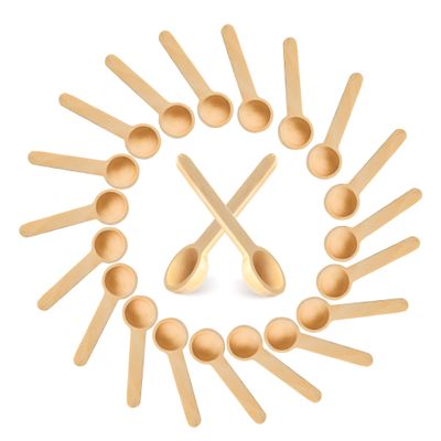 100 Pieces Small Wooden Spoons 3 Inch Mini Wooden Spoons, Tiny Wooden Scoop for Bath Salt, Wood Tasting Spoons for Spice Jars Seasoning Condiment Sugar Coffee Honey Teas Herbs