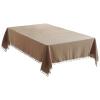 rismart Tablecloth Square Cotton Pom Pom Table Cloth Washable Camel,35.4 x 35.4 inch view 1
