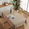 rismart Tablecloth Square Cotton Pom Pom Table Cloth Washable Camel,35.4 x 35.4 inch view 4