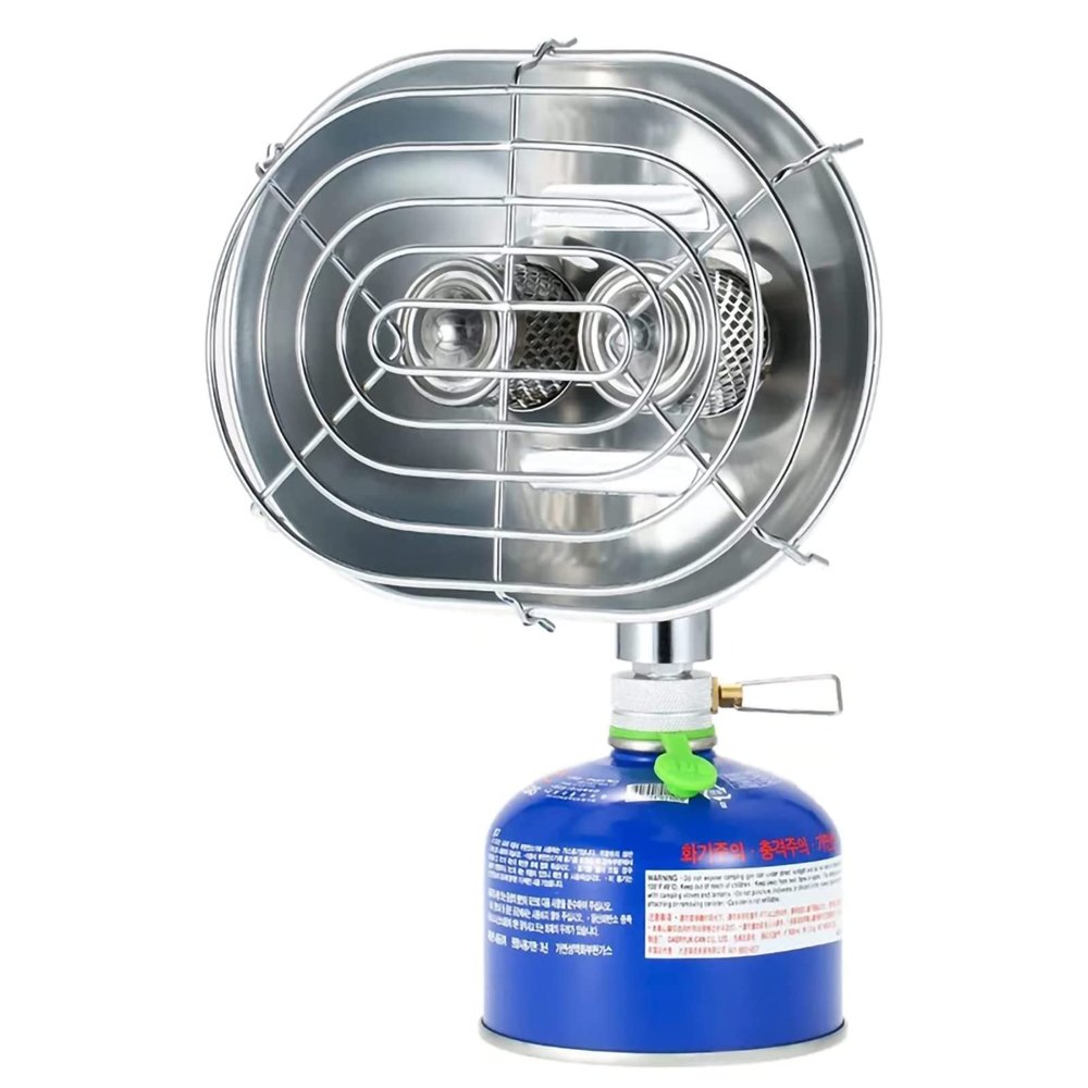 Portable Gas Heater, Double Head Gas Stove Heater for Winter Outdoor Camping Fishing Warmer, Butane Heater Outdoor Camping Stove Propane Heater, for Camping, Cooking, Ice Fishing