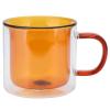 Double Wall Glass Mug, 8.5Oz Glass Coffee Mug Clear Cappuccino Cups Colorful Insulated Tea Cup with Handle for Espresso, Latte(Yellow) view 1