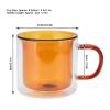 Double Wall Glass Mug, 8.5Oz Glass Coffee Mug Clear Cappuccino Cups Colorful Insulated Tea Cup with Handle for Espresso, Latte(Yellow) view 3