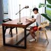 Computer Desk Industrial Solid Wood Home Office Desk, Solid Reclaimed Wood Learning Table Game Table, Office Furniture with Metal Brackets (Size : 140x60x75cm) view 2