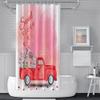 Yeele Pink Shower Curtain Paris Eiffel Tower Shower Curtains Red Truck Colorful Flowers Bathroom Curtains Waterproof Spring Bath Curtains Romantic Sweet Love Theme Home Decor with Hooks,69x70in view 3